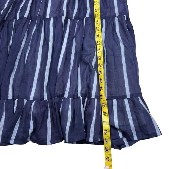 Oliphant Tiered Striped Tassel Tie Neck Maxi Dress Blue Size XS - Picture 10 of 12